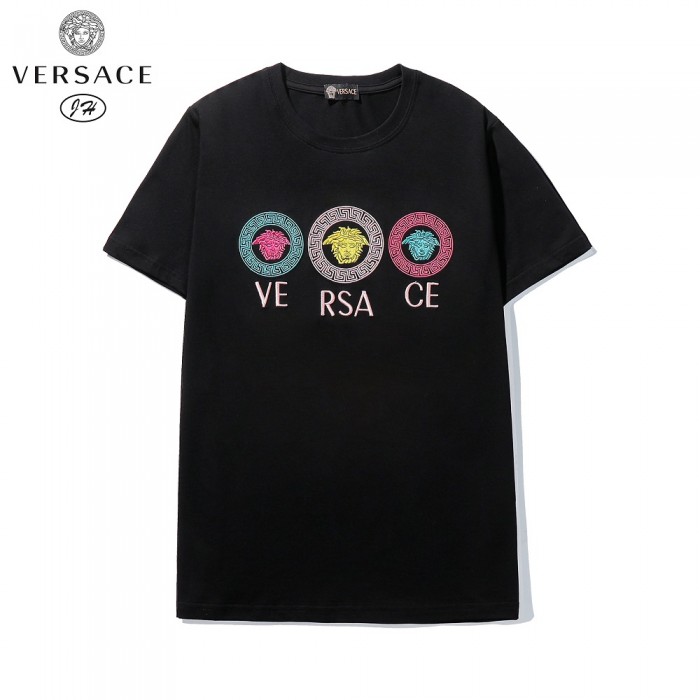 VERSACE Fashion Summer Short sleeve T-shirt-Black-303590