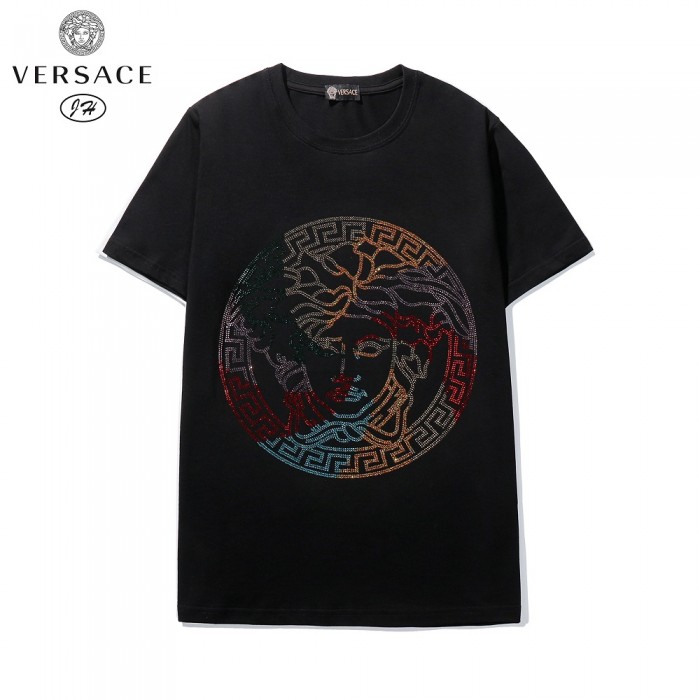 VERSACE Fashion Summer Short sleeve T-shirt-Black-7421530