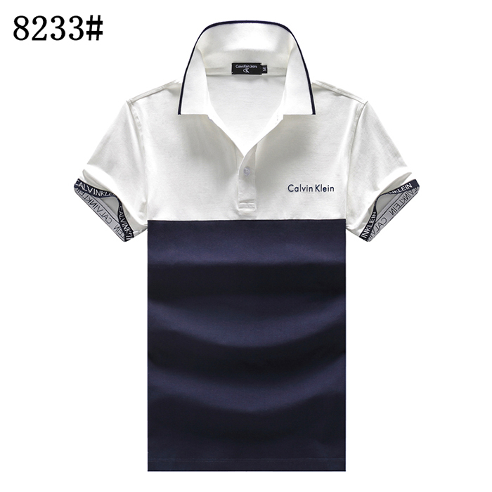 CK Fashion Casual Summer Short sleeve T-shirt-White/Navy Blue-3917818