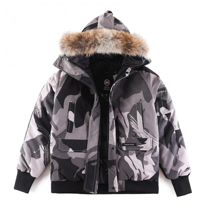 Canada Goose Winter Down Jacket Hooded Parka Down Jacket -White Camouflage-7259371