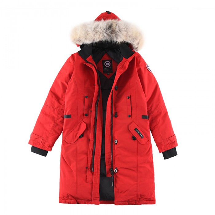 Canada Goose Winter Women Down Jacket Hooded Parka Long Down Jacket -Red-9063871