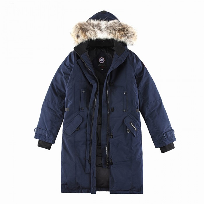 Canada Goose Winter Women Down Jacket Hooded Parka Long Down Jacket -Navy Blue-3527031