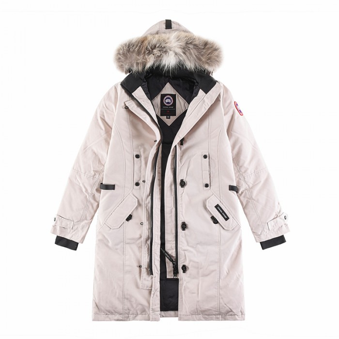 Canada Goose Winter Women Down Jacket Hooded Parka Long Down Jacket -Beige-3129885