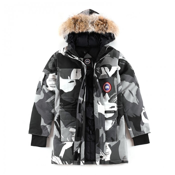 Canada Goose Winter Women Down Jacket Hooded Parka Long Down Jacket -White Camouflage-4966371