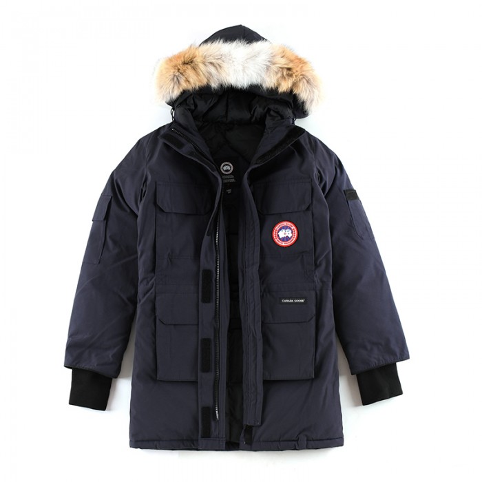 Canada Goose Winter Women Down Jacket Hooded Parka Long Down Jacket -Navy Blue-6520150