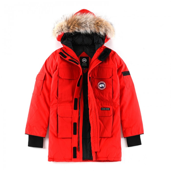 Canada Goose Winter Women Down Jacket Hooded Parka Long Down Jacket -Red-7681147