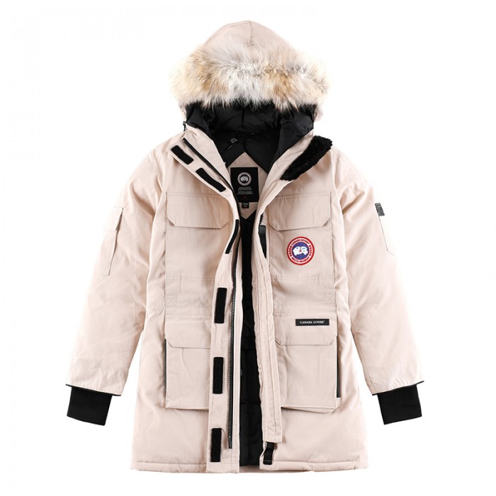 Canada Goose Winter Women Down Jacket Hooded Parka Long Down Jacket -Beige-8881545