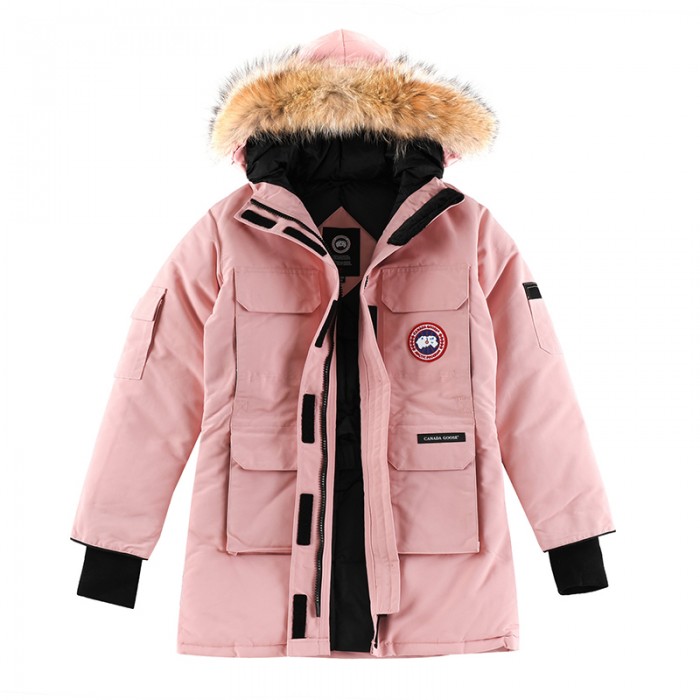 Canada Goose Winter Women Down Jacket Hooded Parka Long Down Jacket -Pink-1851532