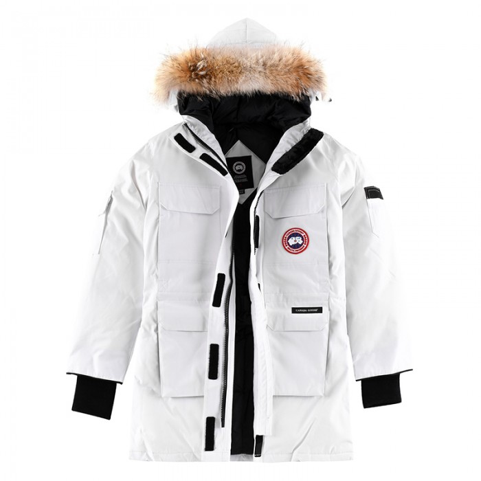 Canada Goose Winter Women Down Jacket Hooded Parka Long Down Jacket -White-721723