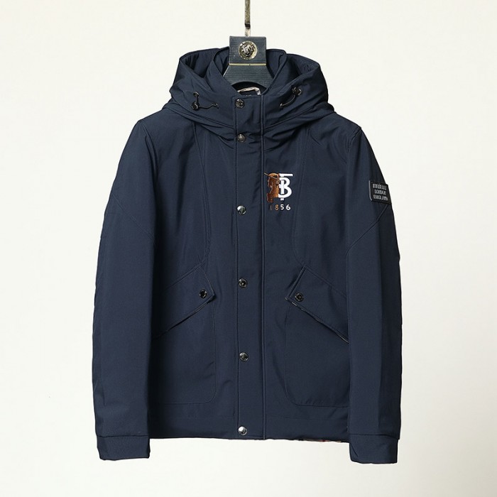 Burberry Winter Wind Breaker Hooded Parka Wind Breaker -Nvay Blue-9434727