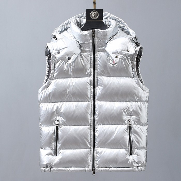 Moncler Winter Down Jacket Sleeveless vest Parka Hooded Down Jacket Sleeveless vest-Silver-4658388