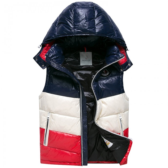 Moncler Winter Down Jacket Sleeveless vest Parka Hooded Down Jacket Sleeveless vest-Red/Navy Blue-4783709