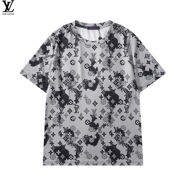 Louis Vuitton LV Fashion Casual Summer Short sleeve T-shirt-Gray/Black-4038892