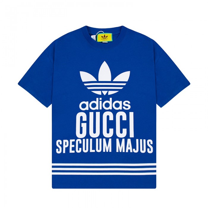 GUCCI X Adidas Fashion Casual Summer Short sleeve T-shirt-Blue-6344371