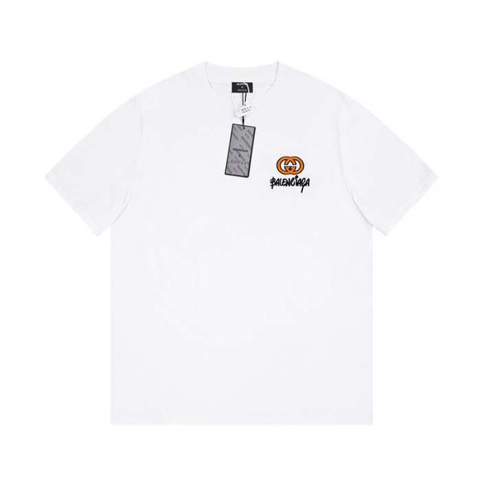 Balenciaga X Gucci Fashion Casual Summer Short sleeve T-shirt-White-8990894