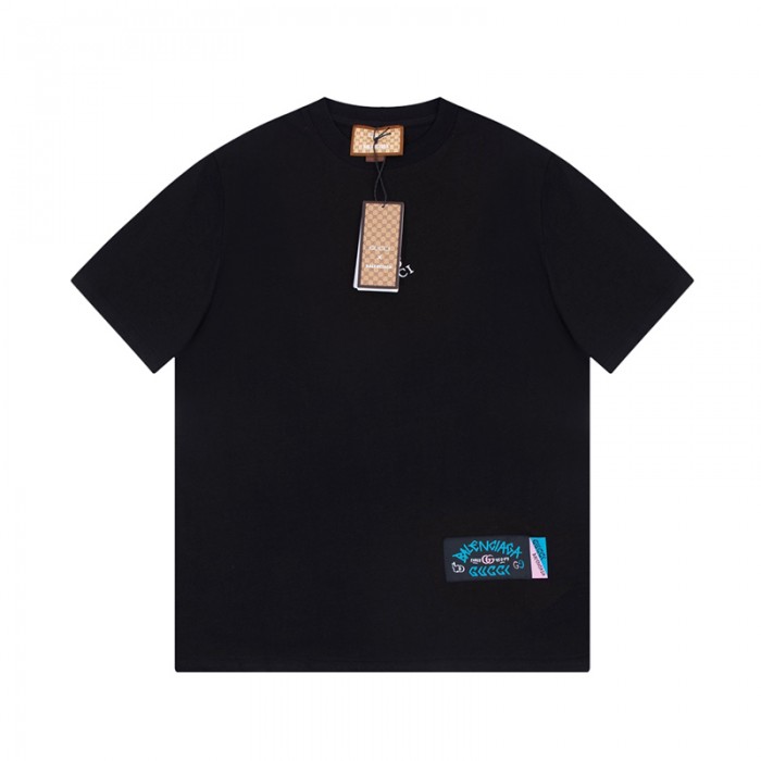 GUCCI X Balenciaga Fashion Casual Summer Short sleeve T-shirt-Black-1276696