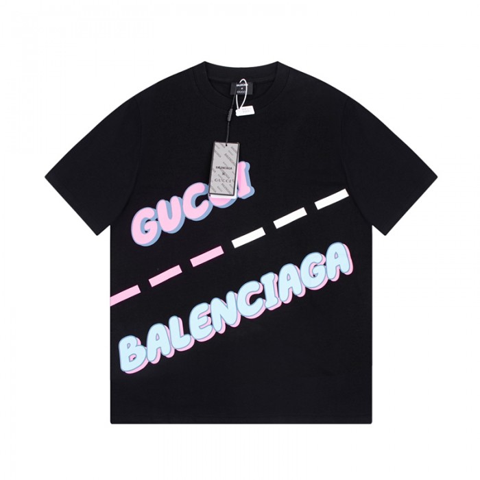 GUCCI X Balenciaga Fashion Casual Summer Short sleeve T-shirt-Black-419598