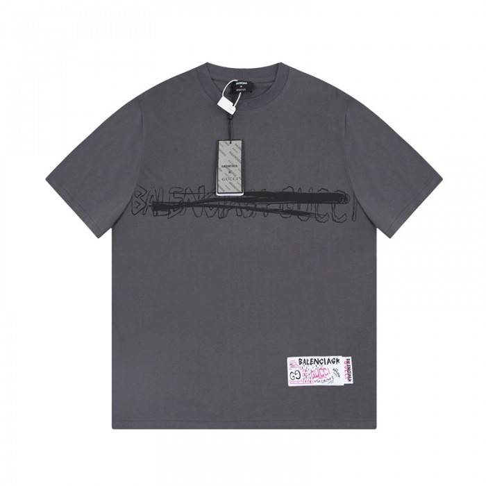 GUCCI X Balenciaga Fashion Casual Summer Short sleeve T-shirt-Gray-967257