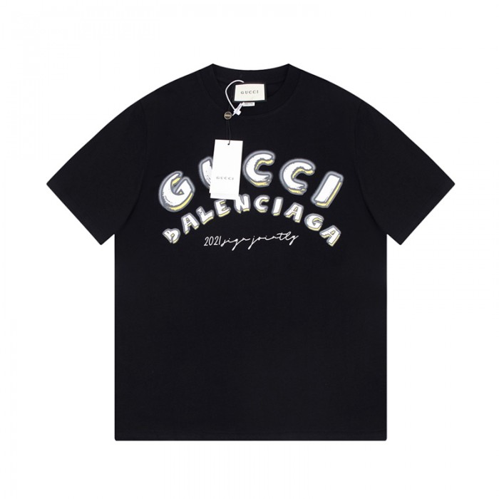 GUCCI X Balenciaga Fashion Casual Summer Short sleeve T-shirt-Black-9656050