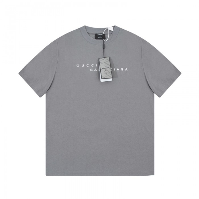 GUCCI X Balenciaga Fashion Casual Summer Short sleeve T-shirt-Gray-1372037