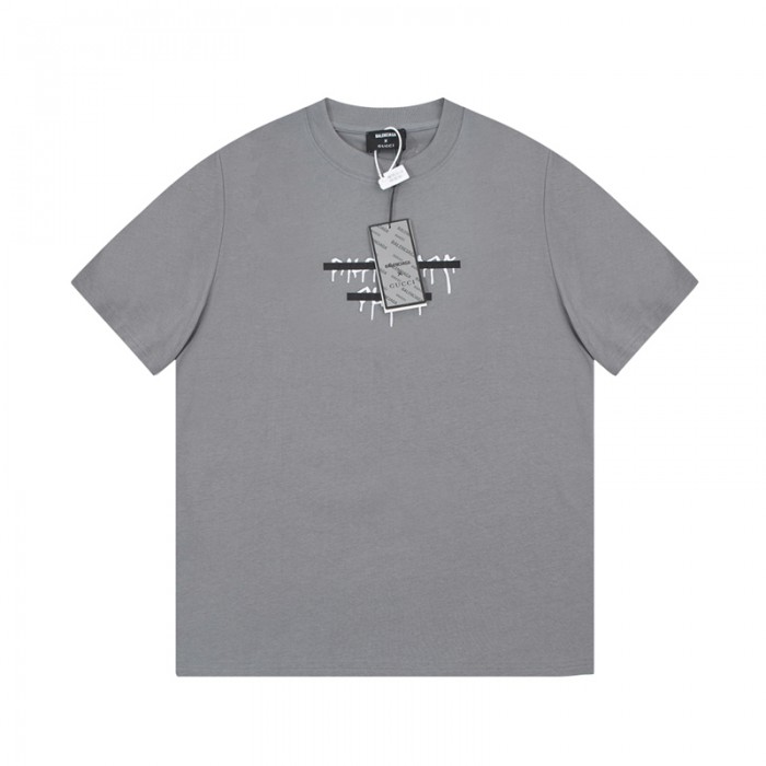 GUCCI X Balenciaga Fashion Casual Summer Short sleeve T-shirt-Gray-805243